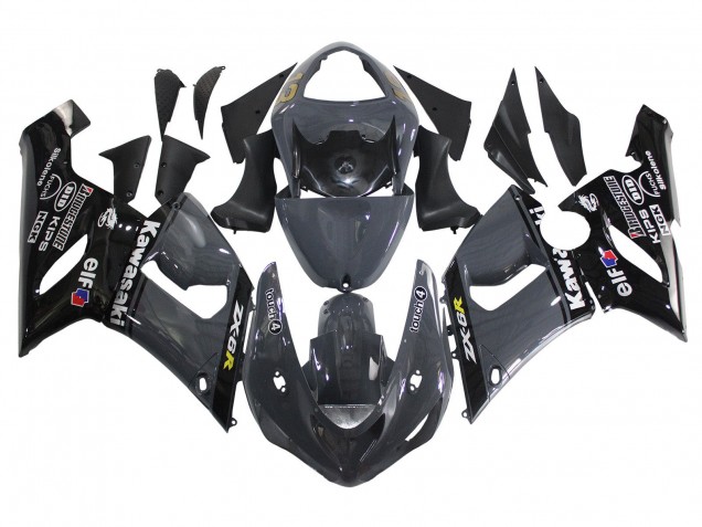Kawasaki ZX6R Motorrad Verkleidung 2005-2006 - Dunkel Grau Schwarz