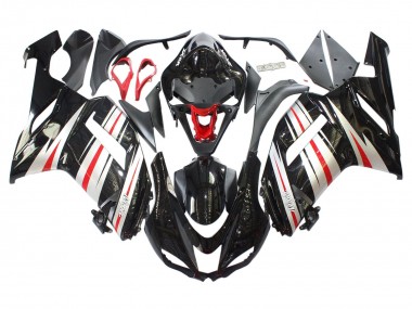 Kawasaki ZX6R Motorrad Verkleidung 2007-2008 - Schwarz Silber Rot Ninja
