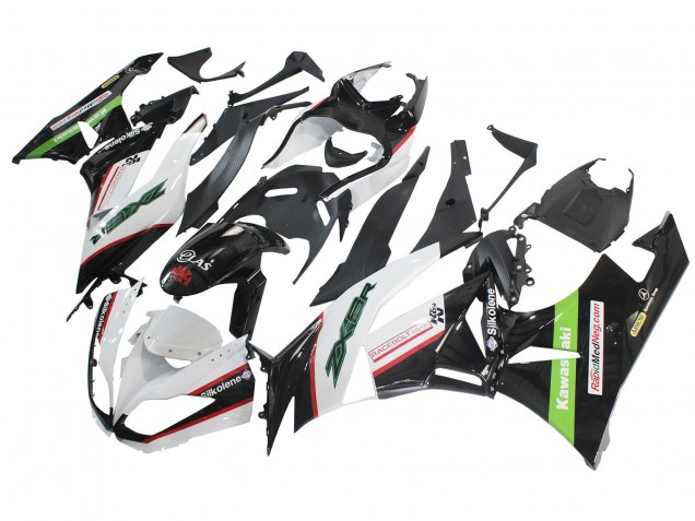 Kawasaki ZX6R Motorrad Verkleidung 2009-2012 - Weiss Rot Schwarz Grun