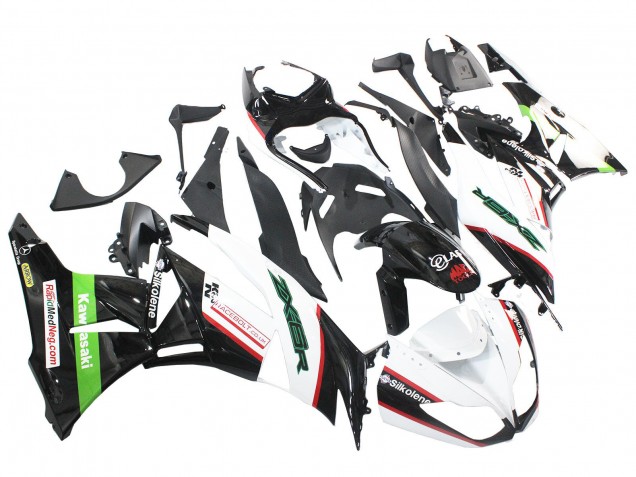 Kawasaki ZX6R Motorrad Verkleidung 2009-2012 - Weiss Rot Schwarz Grun