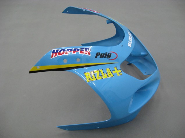 Suzuki GSXR1000 Motorrad Verkleidung 2000-2002 - Hellblau Gelb Schwarz Motul Rizla