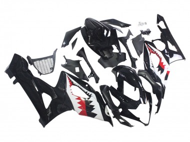 Suzuki GSXR 1000 Motorrad Verkleidung 2005-2006 - Glanzendes Schwarz Rot Weiss Hai