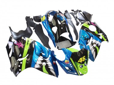 Suzuki GSXR 1300 Hayabusa Motorrad Verkleidung 2008-2020 - Blau Grun Schwarz Hai 46
