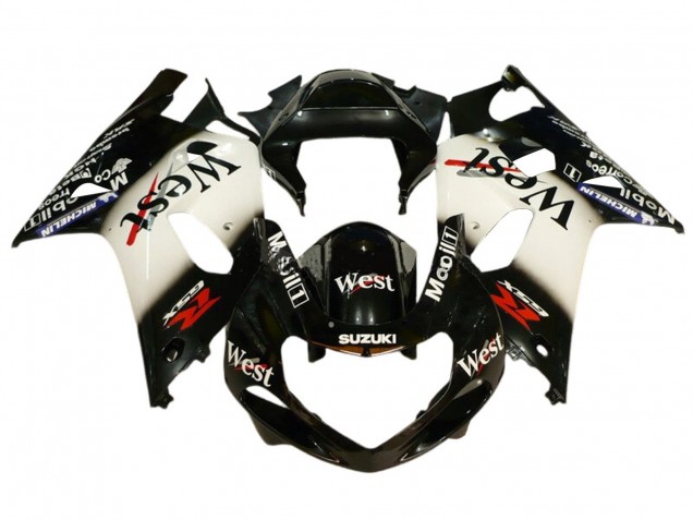 Suzuki GSXR 600 / GSXR 750 Motorrad Verkleidung 2001-2003 - Glanzendes Schwarz Weiss West Rot