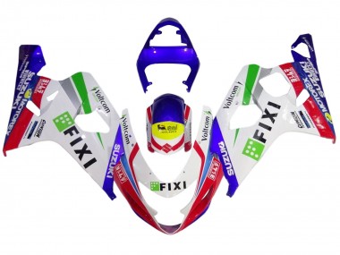 Suzuki GSXR 600 / GSXR 750 Motorrad Verkleidung 2004-2005 - Weiss Blau Rot Gelb Grun Fixi