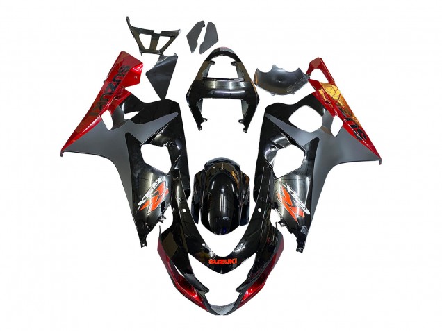 Suzuki GSXR 600 / GSXR 750 Motorrad Verkleidung 2004-2005 - Schwarz Grau Rot