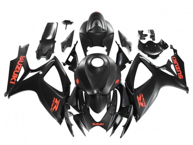 Suzuki GSXR 600 / GSXR 750 Motorrad Verkleidung 2004-2005 - Matt Schwarz Rot Aufkleber