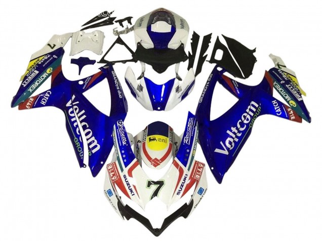 Suzuki GSXR 600 / GSXR 750 Motorrad Verkleidung 2006-2007 - Weiss Blau Gelb Rot Voltcom