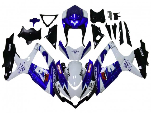 Suzuki GSXR 600 / GSXR 750 Motorrad Verkleidung 2008-2010 - Weiss Blau Matt Schwarz Rot Motul