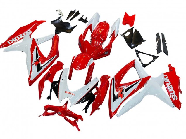 Suzuki GSXR 600 / GSXR 750 Motorrad Verkleidung 2008-2010 - Weiss Rot Schwarz