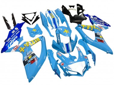Suzuki GSXR 600 / GSXR 750 Motorrad Verkleidung 2008-2010 - Blau Gelb Rizla