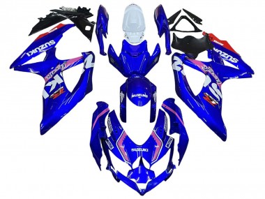 Suzuki GSXR 600 / GSXR 750 Motorrad Verkleidung 2008-2010 - Weiss Blau Rosa Ecstar Motul