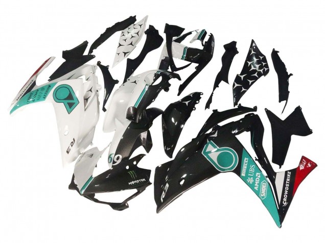 Yamaha YZF R3/R25 Motorrad Verkleidung 2015-2018 - Weiss Grun Glanzendes Schwarz