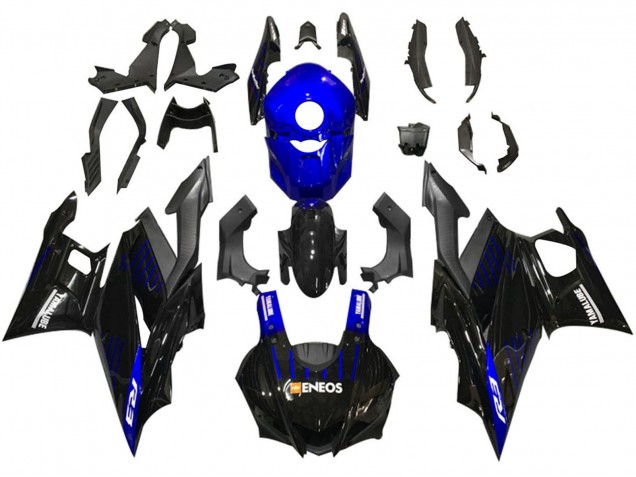 Yamaha YZF R3/R25 Motorrad Verkleidung 2019-2021 - Blau Schwarz Carbonfaser ENEOS Yamalube