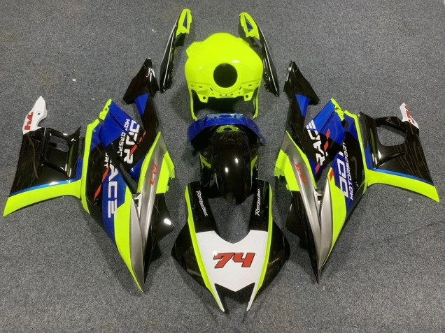 Yamaha YZF R3/R25 Motorrad Verkleidung 2022-2024 - Neon Grun Blau Glanzendes Schwarz 74