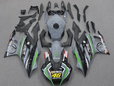 Yamaha YZF R3/R25 Motorrad Verkleidung 2022-2024 - Nardo Grau Grun Schwarz Monster ENEOS 46