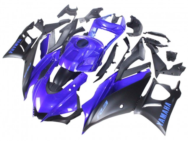 Yamaha YZF R3/R25 Motorrad Verkleidung 2022-2024 - Blau Matt Schwarz