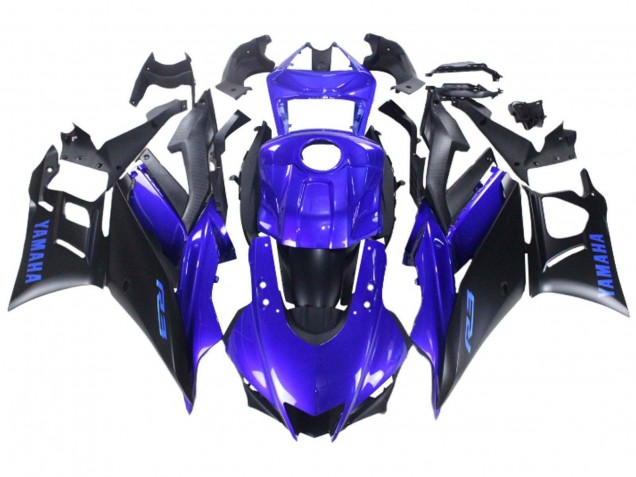Yamaha YZF R3/R25 Motorrad Verkleidung 2022-2024 - Blau Matt Schwarz