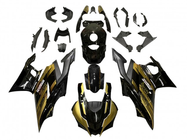 Yamaha YZF R3/R25 Motorrad Verkleidung 2022-2024 - Gold Glanzendes Schwarz Semakin Didepan