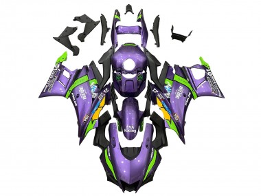 Yamaha YZF R3/R25 Motorrad Verkleidung 2022-2024 - Lila Grun Gelb Trick Star EVA Rennen 21