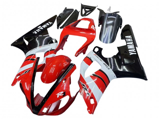 Yamaha YZF 1000 R1 Motorrad Verkleidung 2000-2001 - Rot Weiss Glanzendes Schwarz
