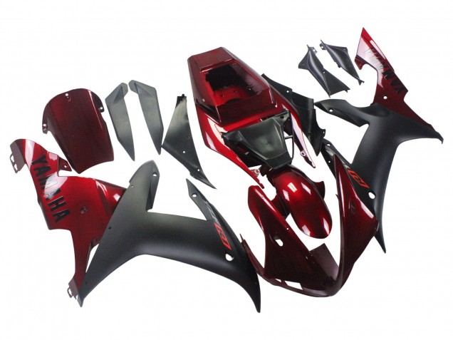 Yamaha YZF 1000 R1 Motorrad Verkleidung Kit 2002-2003 - Rot Matt Schwarz