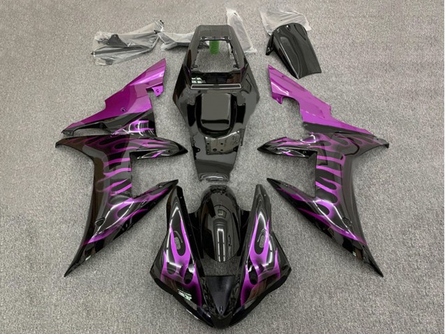 Yamaha YZF 1000 R1 Motorrad Verkleidung 2002-2003 - Glanzendes Schwarz Lila Flamme