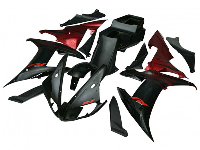 Yamaha YZF 1000 R1 Motorrad Verkleidung 2002-2003 - Rot Schwarz Flamme