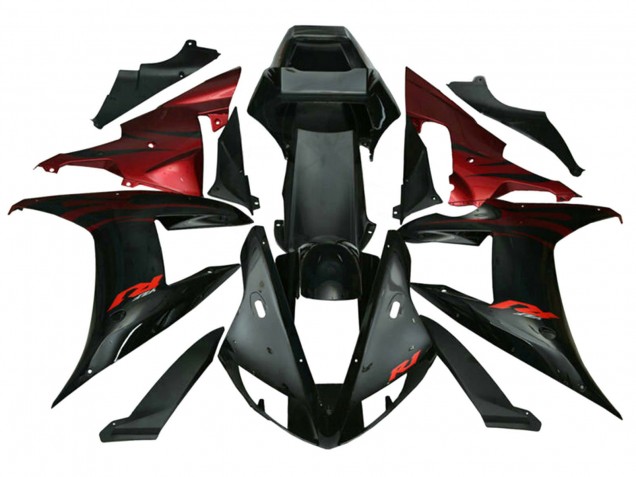 Yamaha YZF 1000 R1 Motorrad Verkleidung 2002-2003 - Rot Schwarz Flamme