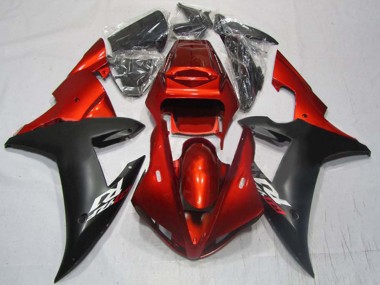 Yamaha YZF 1000 R1 Motorrad Verkleidung 2002-2003 - Rot Matt Schwarz