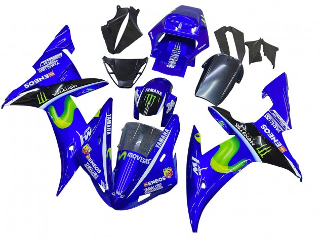 Yamaha YZF 1000 R1 Motorrad Verkleidung 2002-2003 - Blau Schwarz Grun MoviStar ENEOS Monster