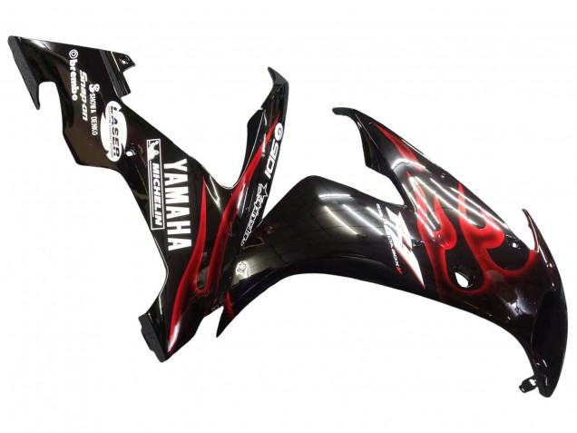 Yamaha YZF 1000 R1 Motorrad Verkleidung 2004-2006 - Glanzendes Schwarz Rot Flamme