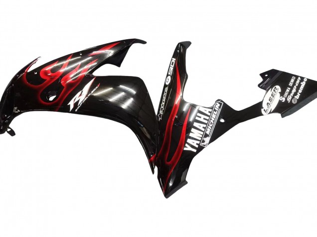 Yamaha YZF 1000 R1 Motorrad Verkleidung 2004-2006 - Glanzendes Schwarz Rot Flamme