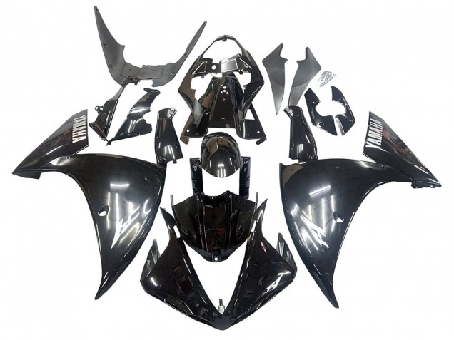 Yamaha YZF 1000 R1 Motorrad Verkleidung 2009-2011 - Glanzendes Schwarz Weiss Aufkleber