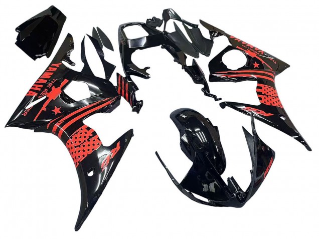 Yamaha YZF R6 Motorrad Verkleidung 2003-2004 - Glanzendes Schwarz Rot