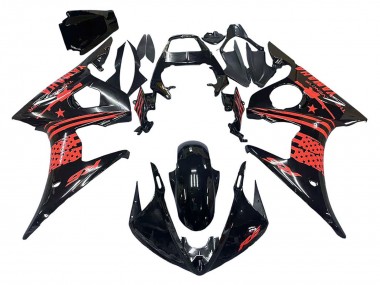 Yamaha YZF R6 Motorrad Verkleidung 2003-2004 - Glanzendes Schwarz Rot