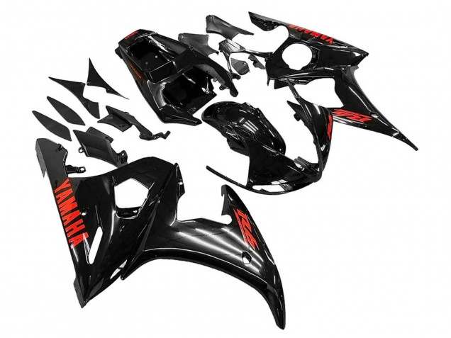 Yamaha YZF R6 Motorrad Verkleidung 2003-2004 - Glanzendes Schwarz Rot