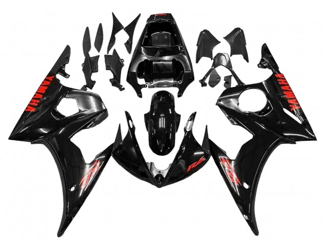 Yamaha YZF R6S Motorrad Verkleidung 2006-2009 - Glanzendes Schwarz Rot