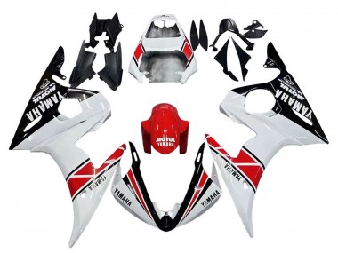 Yamaha YZF R6 Motorrad Verkleidung 2003-2004 - Weiss Rot Glanzendes Schwarz Motul