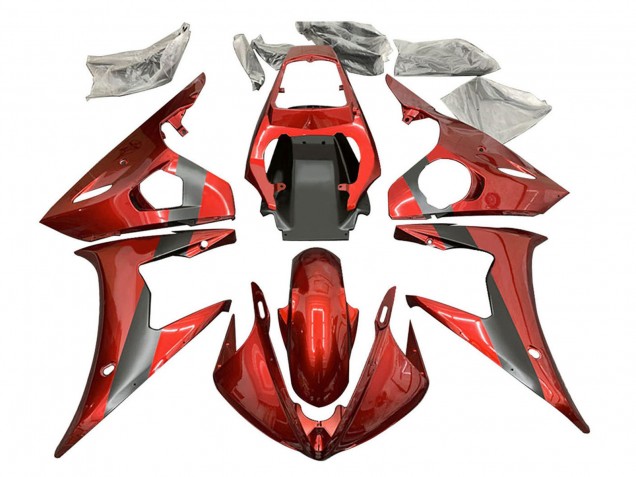 Yamaha YZF R6 Motorrad Verkleidung 2003-2004 - Rot Matt Schwarz
