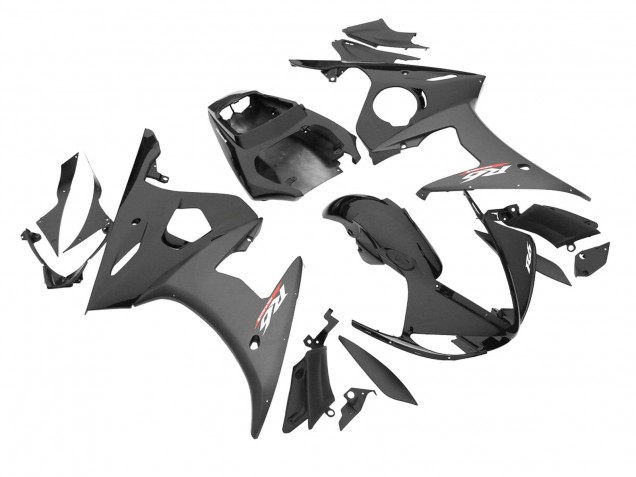 Yamaha YZF R6S Motorrad Verkleidung 2006-2009 - Glanzendes Schwarz Matt Schwarz