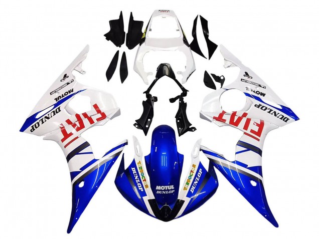 Yamaha YZF 600 R6 Motorrad Verkleidung 2005 - Weiss Blau Dunlop Fiat Motul
