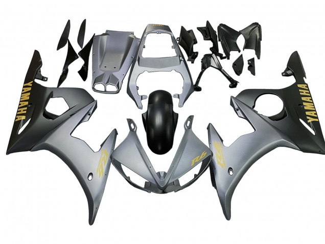 Yamaha YZF 600 R6 Motorrad Verkleidung 2005 - Grau Matt Schwarz Gold