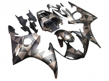 Yamaha YZF 600 R6 Motorrad Verkleidung 2005 - Matt Schwarz Grau Geometric