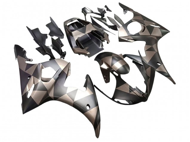 Yamaha YZF 600 R6 Motorrad Verkleidung 2005 - Matt Schwarz Grau Geometric
