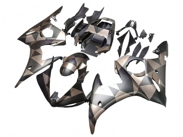 Yamaha YZF 600 R6 Motorrad Verkleidung 2005 - Matt Schwarz Grau Geometric