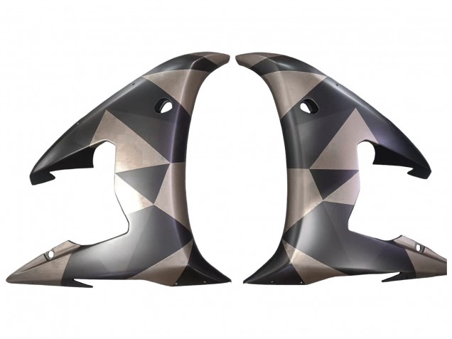 Yamaha YZF 600 R6 Motorrad Verkleidung 2005 - Matt Schwarz Grau Geometric