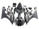 Yamaha YZF 600 R6 Motorrad Verkleidung 2006-2007 - Matt Schwarz Silber Flamme