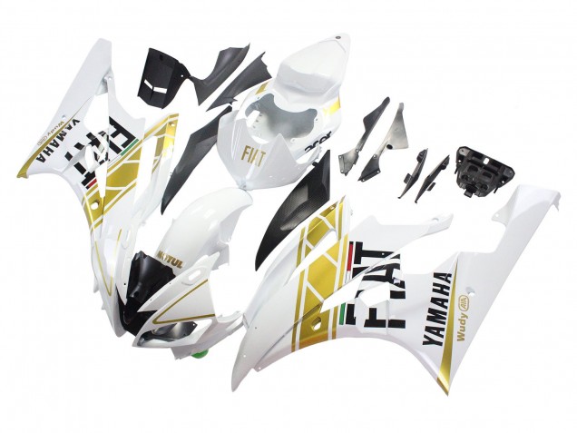 Yamaha YZF 600 R6 Motorrad Verkleidung 2006-2007 - Weiss Gold Schwarz Fiat
