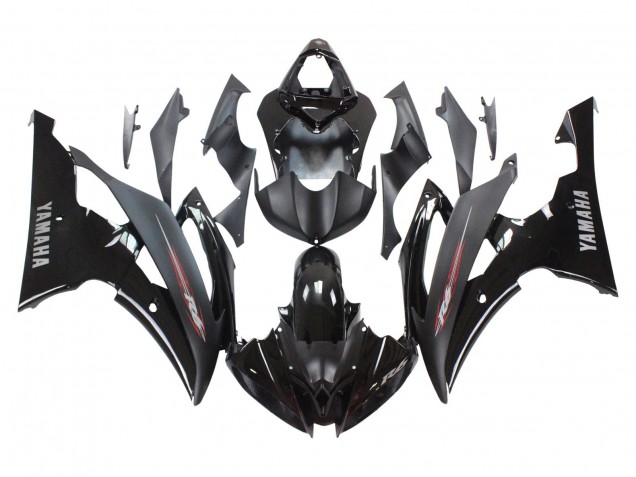 Yamaha YZF 600 R6 Motorrad Verkleidung 2008-2016 - Glanzendes Schwarz Matt Schwarz